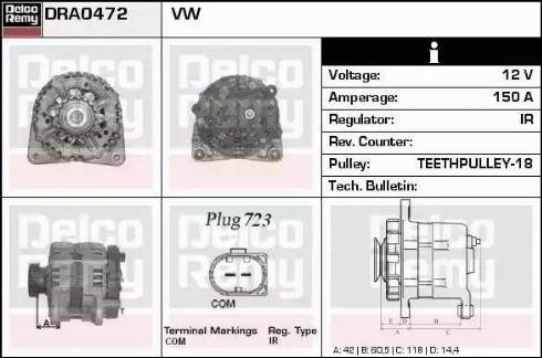 Remy DRA0472 - Alternator autospares.lv