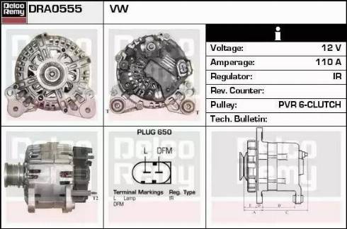 Remy DRA0555 - Alternator autospares.lv