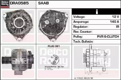 Remy DRA0585 - Alternator autospares.lv