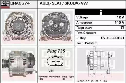 Remy DRA0574 - Alternator autospares.lv