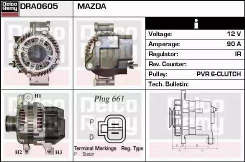 Remy DRA0605 - Alternator autospares.lv