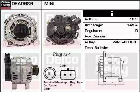 Remy DRA0686 - Alternator autospares.lv