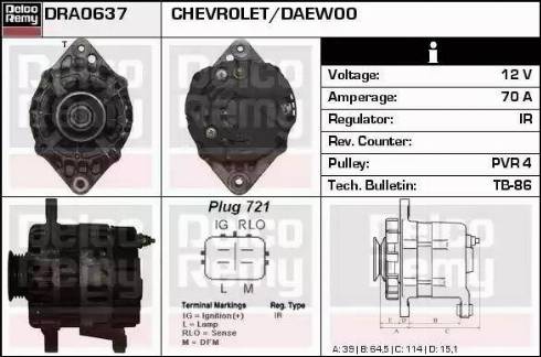 Remy DRA0637 - Alternator autospares.lv