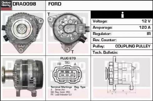 Remy DRA0098 - Alternator autospares.lv