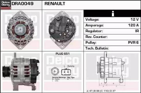 Remy DRA0049 - Alternator autospares.lv