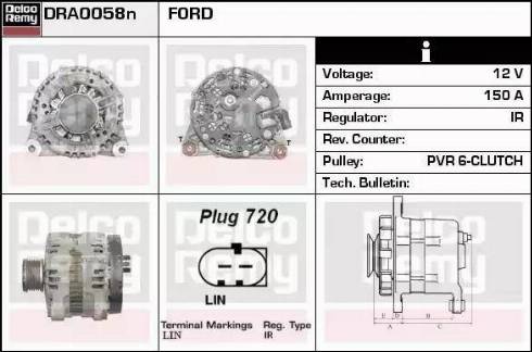 Remy DRA0058N - Alternator autospares.lv