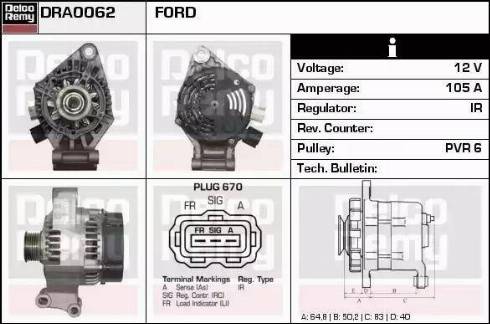 Remy DRA0062 - Alternator autospares.lv