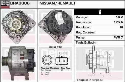 Remy DRA0006 - Alternator autospares.lv