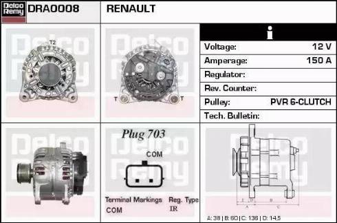 Remy DRA0008 - Alternator autospares.lv