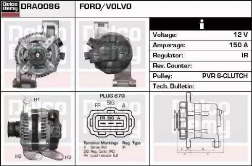 Remy DRA0086 - Alternator autospares.lv