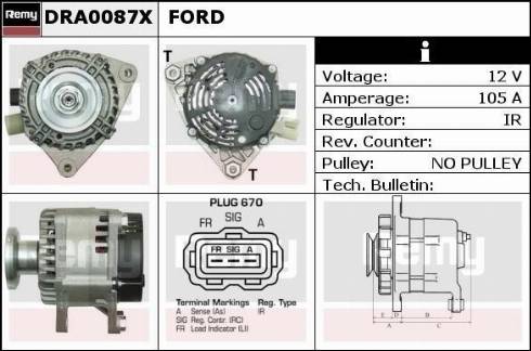 Remy DRA0087X - Alternator autospares.lv