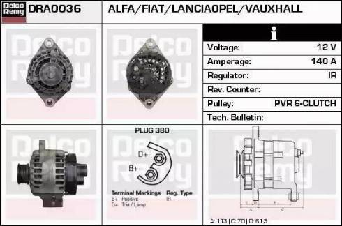 Remy DRA0036 - Alternator autospares.lv