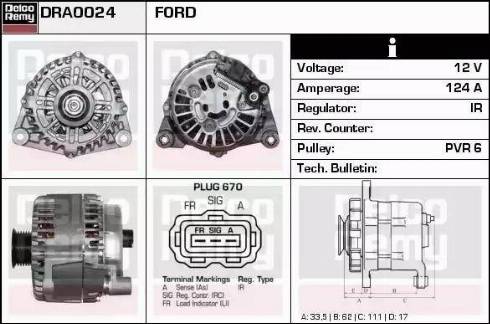 Remy DRA0024 - Alternator autospares.lv