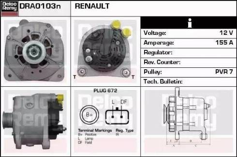 Remy DRA0103N - Alternator autospares.lv