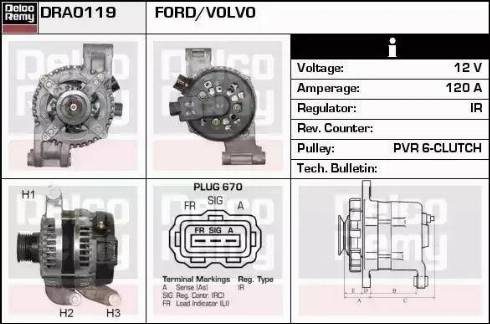 Remy DRA0119 - Alternator autospares.lv