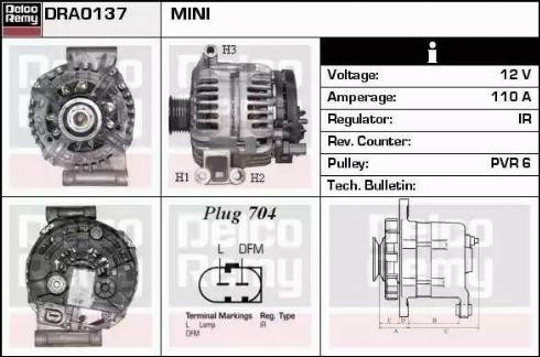 Remy DRA0137 - Alternator autospares.lv