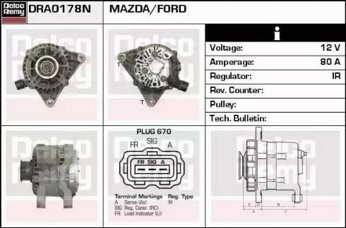 Remy DRA0178N - Alternator autospares.lv