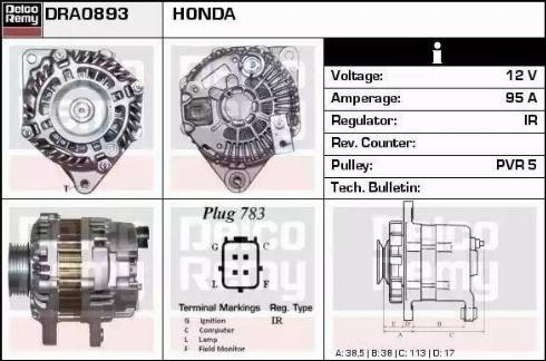 Remy DRA0893 - Alternator autospares.lv