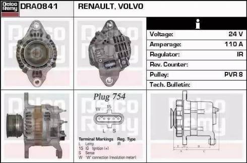 Remy DRA0363 - Alternator autospares.lv