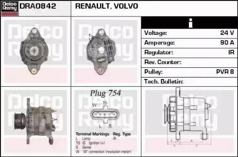 Remy DRA0842 - Alternator autospares.lv