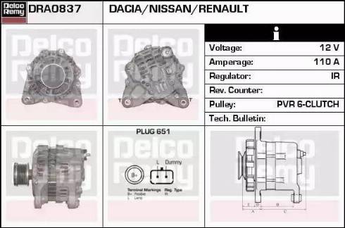 Remy DRA0837 - Alternator autospares.lv