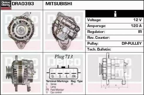 Remy DRA0393 - Alternator autospares.lv