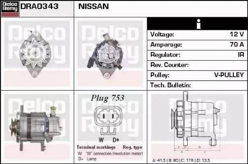 Remy DRA0343 - Alternator autospares.lv