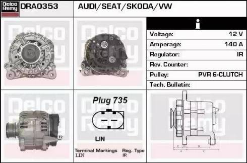 Remy DRA0353 - Alternator autospares.lv