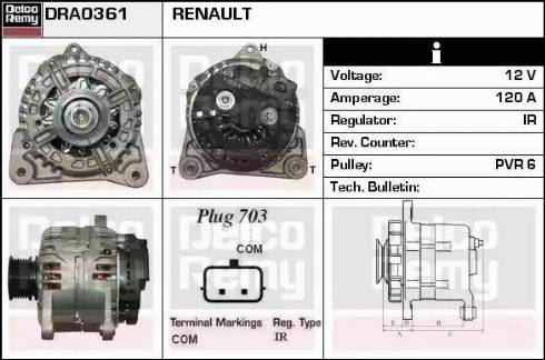Remy DRA0361 - Alternator autospares.lv