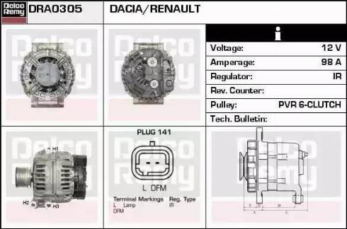 Remy DRA0305 - Alternator autospares.lv