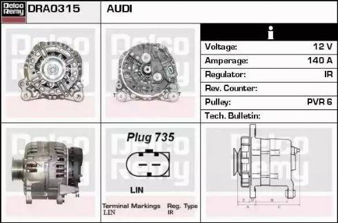 Remy DRA0315 - Alternator autospares.lv