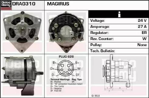 Remy DRA0310 - Alternator autospares.lv