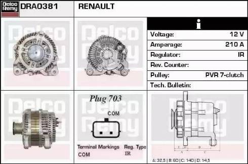 Remy DRA0381 - Alternator autospares.lv