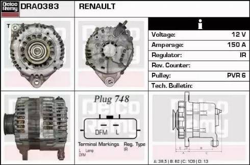 Remy DRA0383 - Alternator autospares.lv