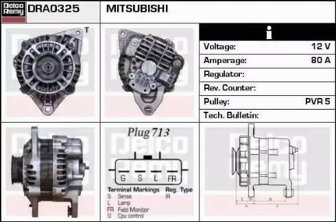 Remy DRA0325 - Alternator autospares.lv