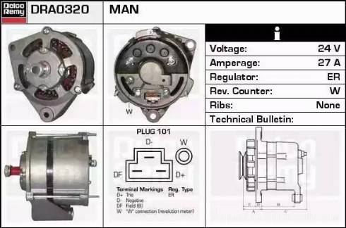 Remy DRA0320 - Alternator autospares.lv