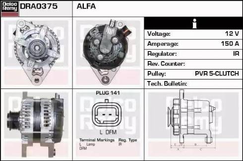 Remy DRA0375 - Alternator autospares.lv