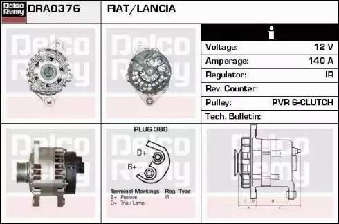 Remy DRA0376 - Alternator autospares.lv