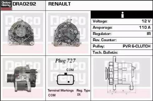 Remy DRA0292 - Alternator autospares.lv