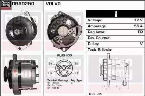 Remy DRA0250 - Alternator autospares.lv