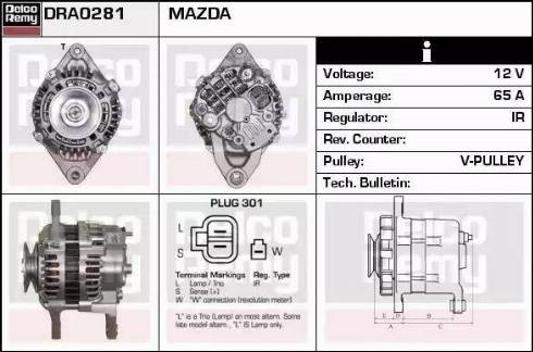 Remy DRA0281 - Alternator autospares.lv