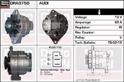 Remy DRA0750 - Alternator autospares.lv