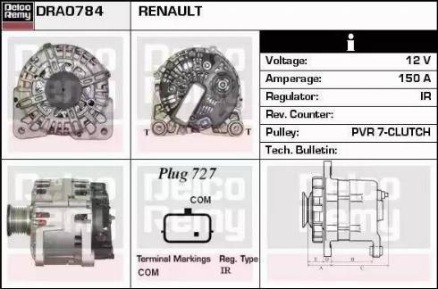 Remy DRA0784 - Alternator autospares.lv