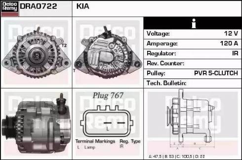 Remy DRA0722 - Alternator autospares.lv