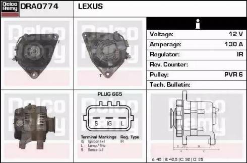 Remy DRA0774 - Alternator autospares.lv