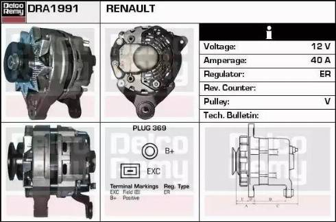 Remy DRA1991 - Alternator autospares.lv
