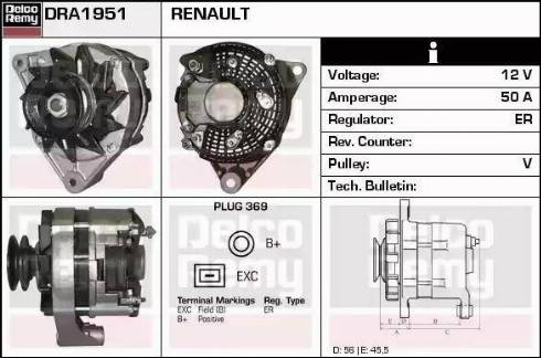 Remy DRA1951 - Alternator autospares.lv