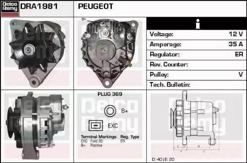 Remy DRA1981 - Alternator autospares.lv