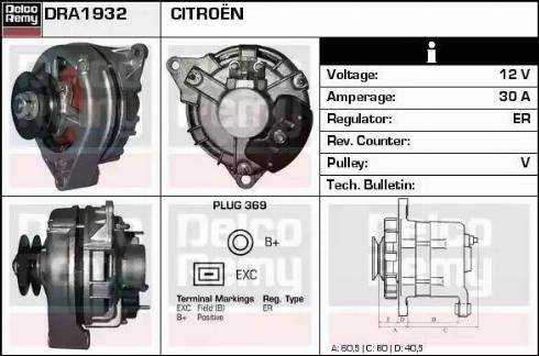 Remy DRA1932 - Alternator autospares.lv