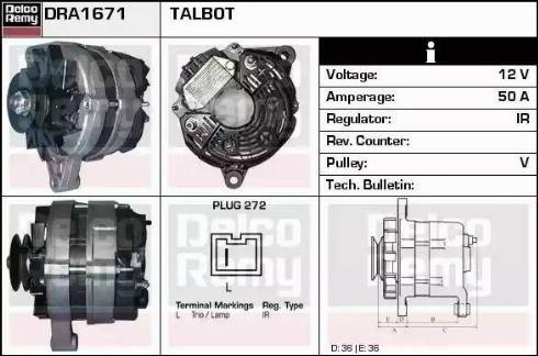 Remy DRA1671 - Alternator autospares.lv